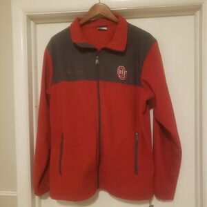 OU Jacket Size XL Men's  Columbia Fleece Full Zip Red‎ Gray